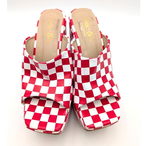 Chase & Chloe Astra Platform Wedge Sandal Women's Red/White Size US7.5 EU38 - Picture 12 of 12